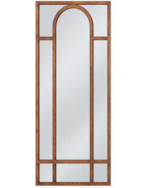 Grand miroir fenêtre arche en sapin brun 80x180 cm Garenero Ixia - 1