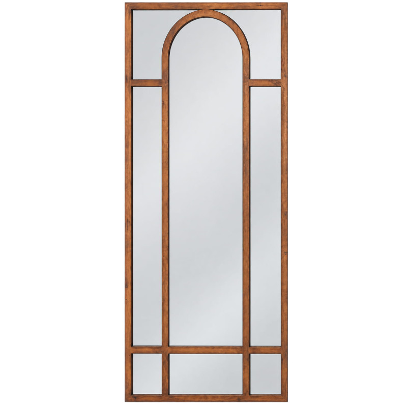 Grand miroir fenêtre arche en sapin brun 80x180 cm Garenero Ixia - 1
