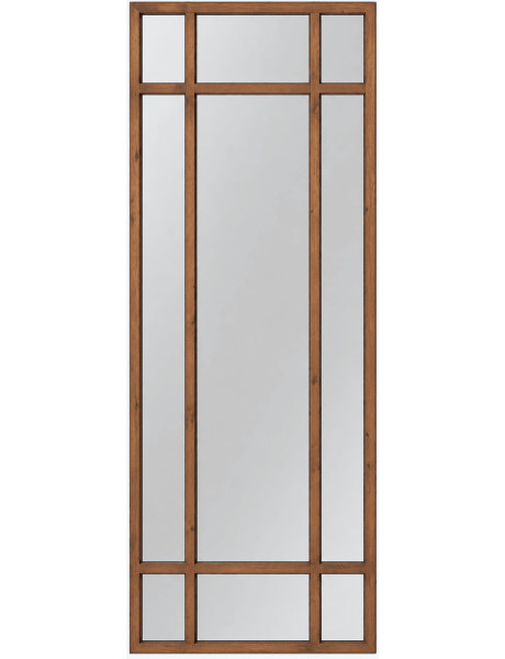 Grand miroir fenêtre rectangulaire bois brun 80x180 cm Elaredo Ixia - 1