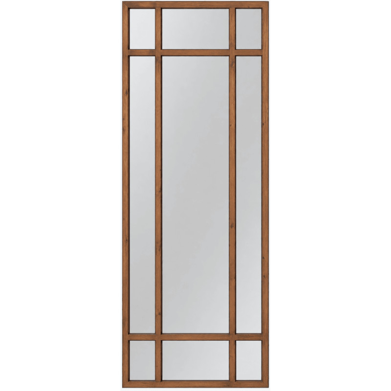 Grand miroir fenêtre rectangulaire bois brun 80x180 cm Elaredo Ixia - 1