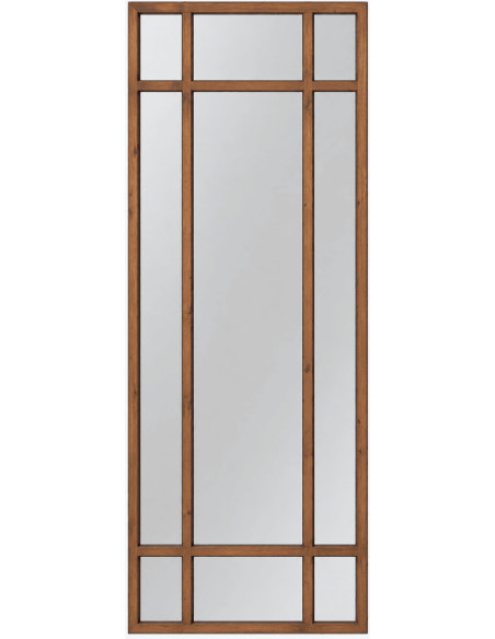 Grand miroir fenêtre rectangulaire bois brun 80x180 cm Elaredo Ixia - 1