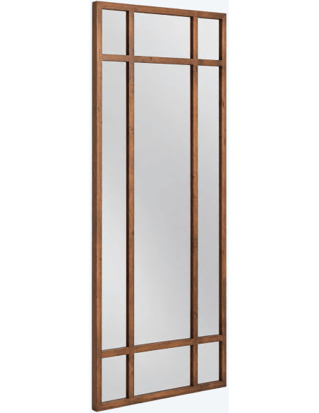 Grand miroir fenêtre rectangulaire bois brun 80x180 cm Elaredo Ixia - 2