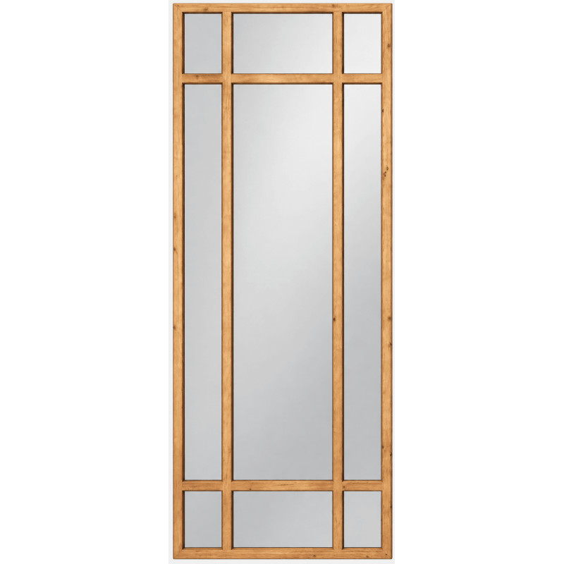 Grand miroir fenêtre bois naturel 80x180 cm Elaredo Ixia - 1