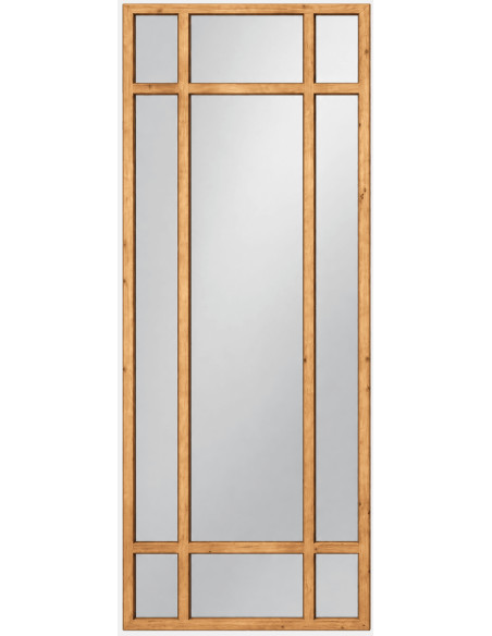 Grand miroir fenêtre bois naturel 80x180 cm Elaredo Ixia - 1