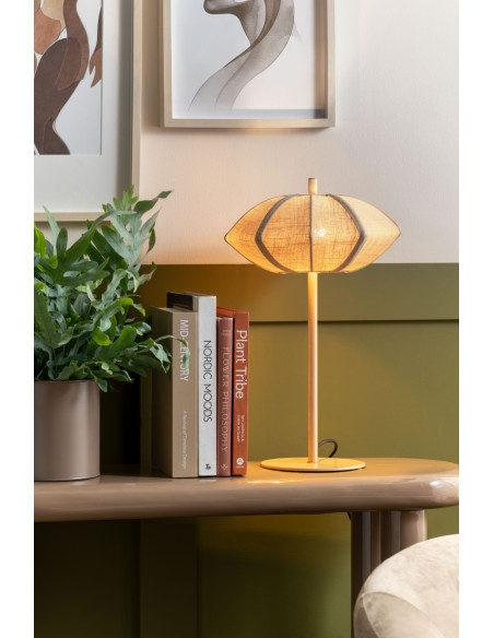 Lampe à poser beige crème coton et métal Ø34x49 cm Paris Disc Leitmotiv - 2