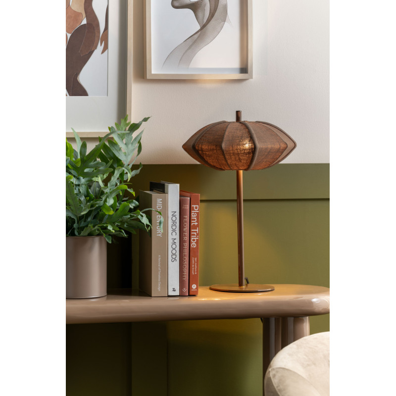 Lampe à poser marron chocolat en coton et fer Ø34x49 cm Paris Disc Leitmotiv - 2