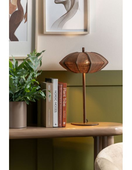 Lampe à poser marron chocolat en coton et fer Ø34x49 cm Paris Disc Leitmotiv - 2