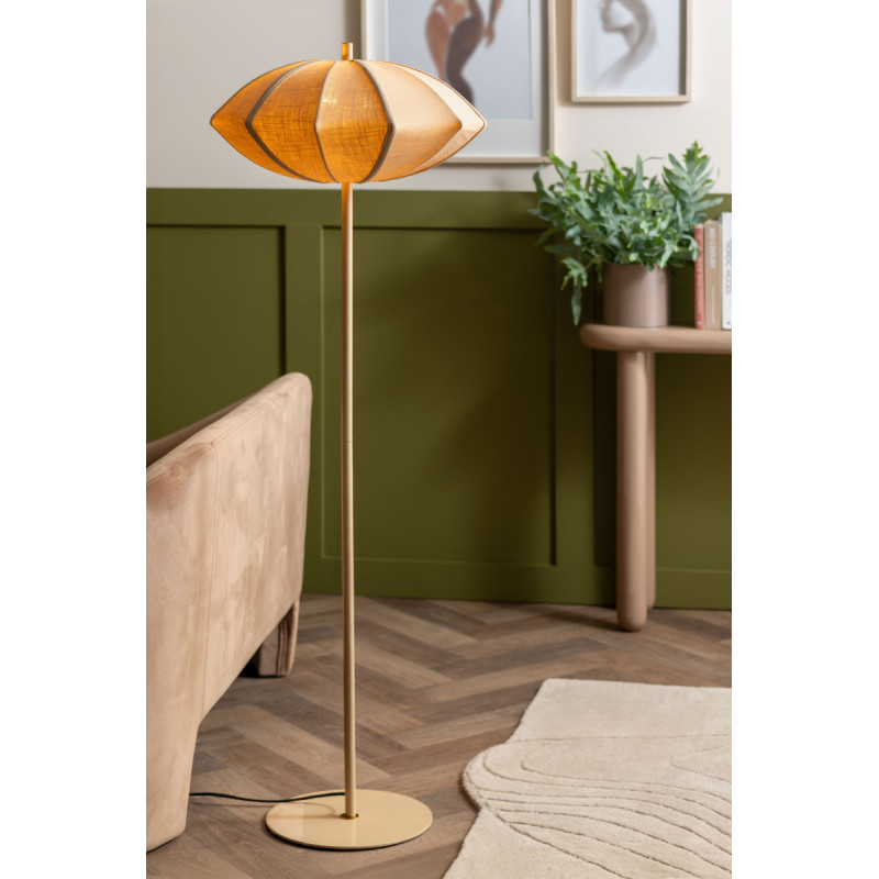 Lampadaire beige crème coton et métal Ø50x142 cm Paris Disc Leitmotiv - 2