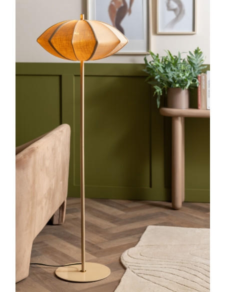 Lampadaire beige crème coton et métal Ø50x142 cm Paris Disc Leitmotiv - 2