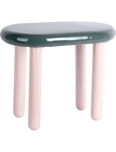 Table d’appoint ovale métal vert sapin rose poudré 52x30x42 cm Firenze Leitmotiv - 1