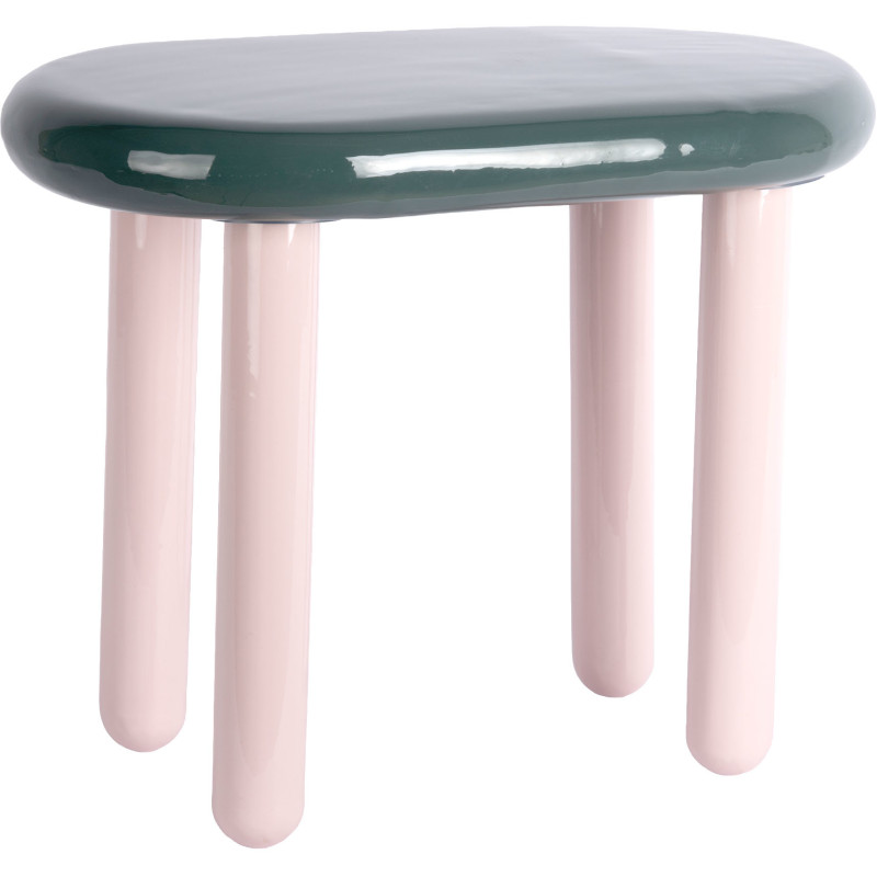 Table d’appoint ovale métal vert sapin rose poudré 52x30x42 cm Firenze Leitmotiv - 1