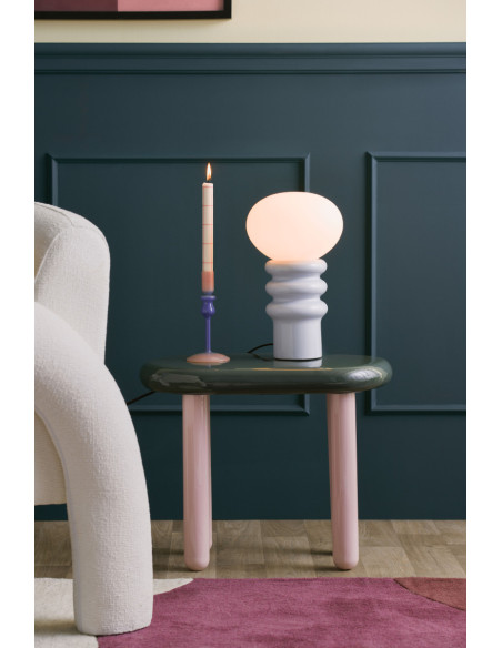 Table d’appoint ovale métal vert sapin rose poudré 52x30x42 cm Firenze Leitmotiv - 2