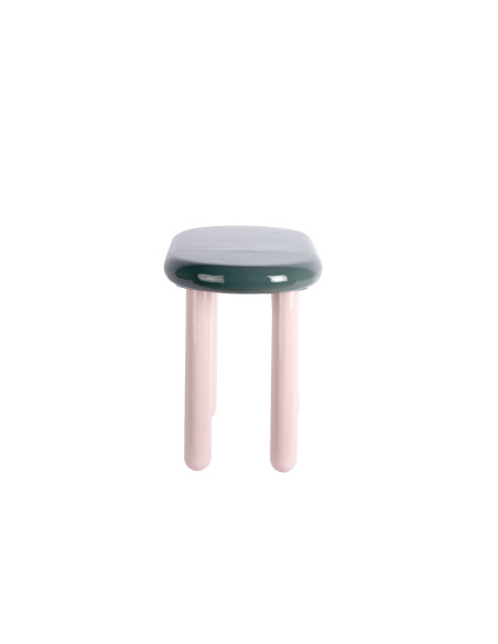 Table d’appoint ovale métal vert sapin rose poudré 52x30x42 cm Firenze Leitmotiv - 4