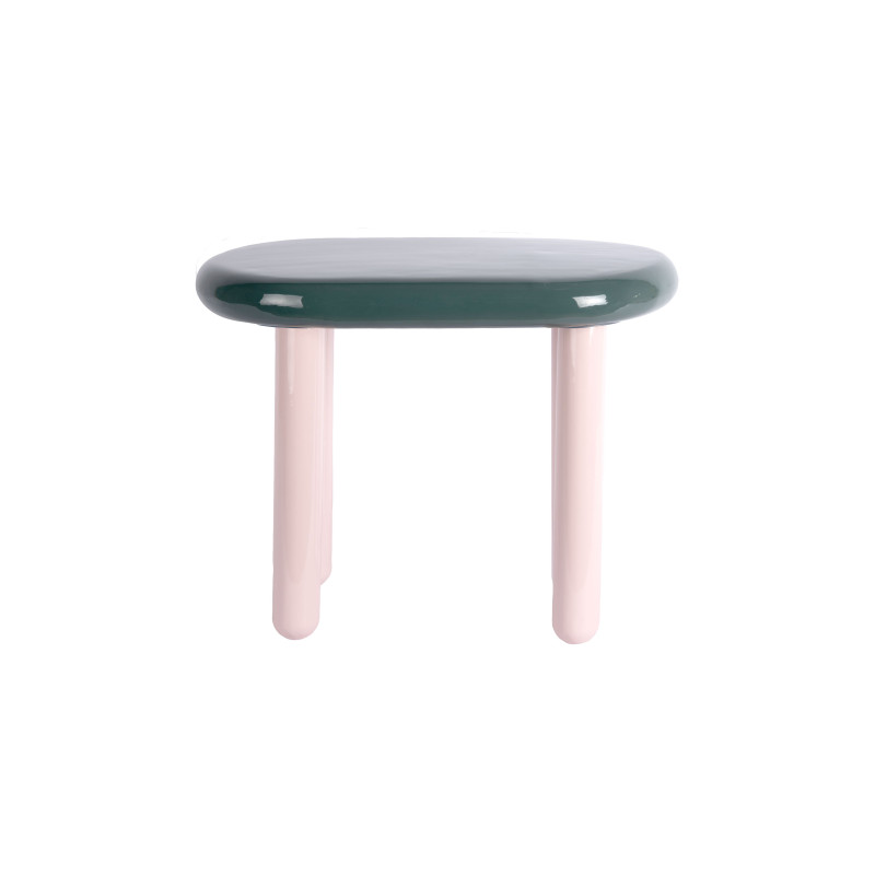 Table d’appoint ovale métal vert sapin rose poudré 52x30x42 cm Firenze Leitmotiv - 3