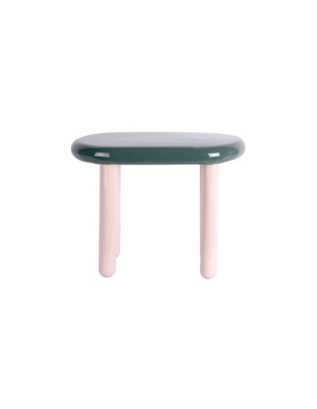 Table d’appoint ovale métal vert sapin rose poudré 52x30x42 cm Firenze Leitmotiv - 3