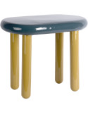 Table d’appoint ovale en métal bleu pétrole vert olive 52x30x42 cm Firenze