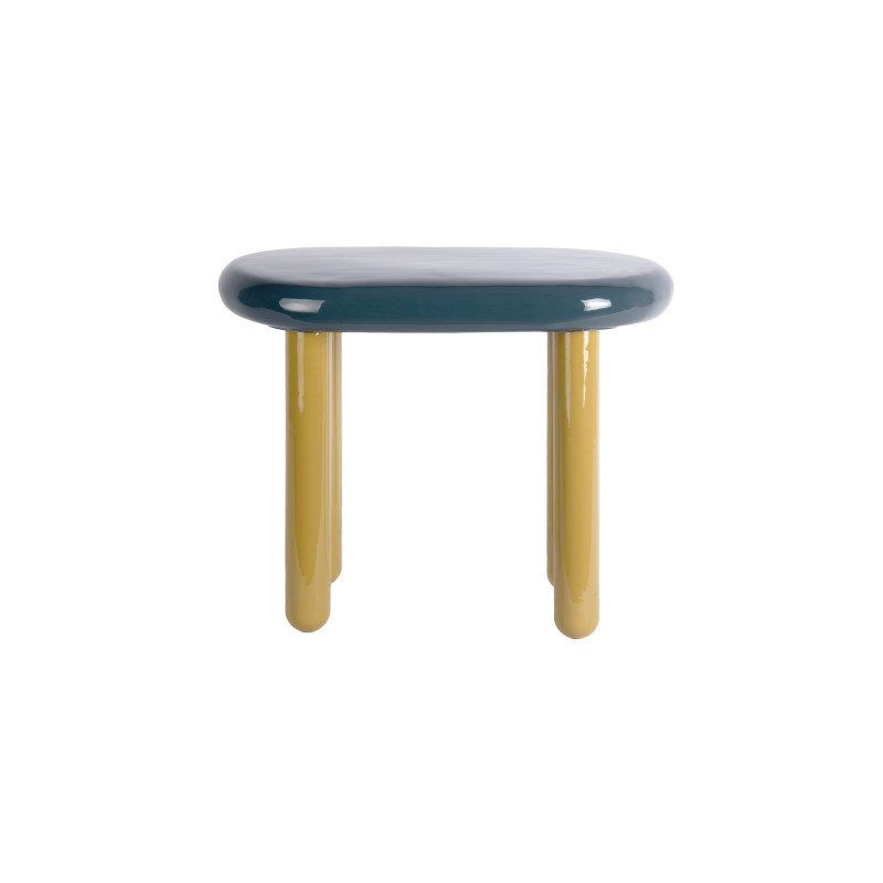 Table d’appoint ovale en métal bleu pétrole vert olive 52x30x42 cm Firenze Leitmotiv - 2