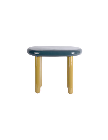 Table d’appoint ovale en métal bleu pétrole vert olive 52x30x42 cm Firenze Leitmotiv - 2