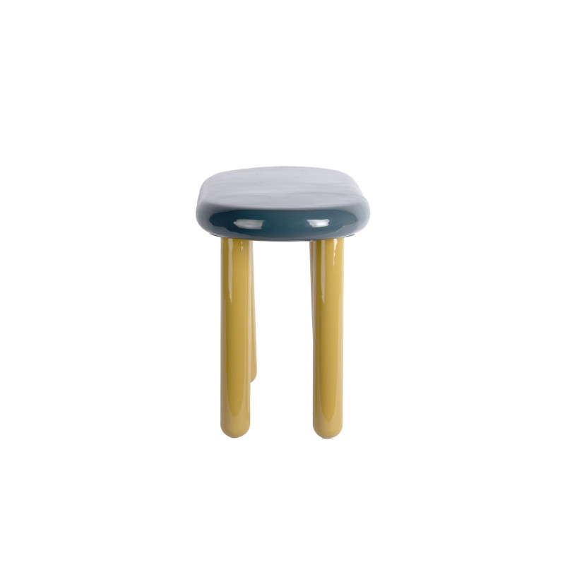 Table d’appoint ovale en métal bleu pétrole vert olive 52x30x42 cm Firenze Leitmotiv - 3