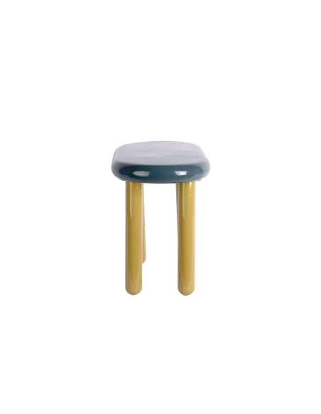Table d’appoint ovale en métal bleu pétrole vert olive 52x30x42 cm Firenze Leitmotiv - 3