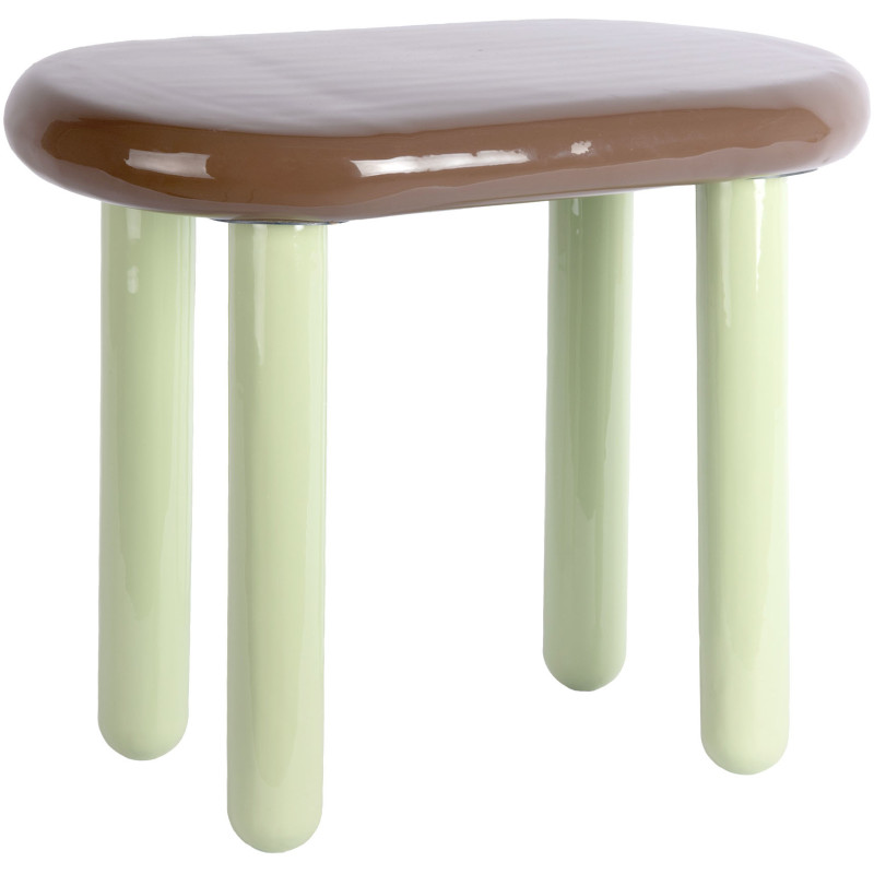 Table d’appoint ovale métal marron chocolat et vert sauge 52x30x42 cm Firenze Leitmotiv - 1