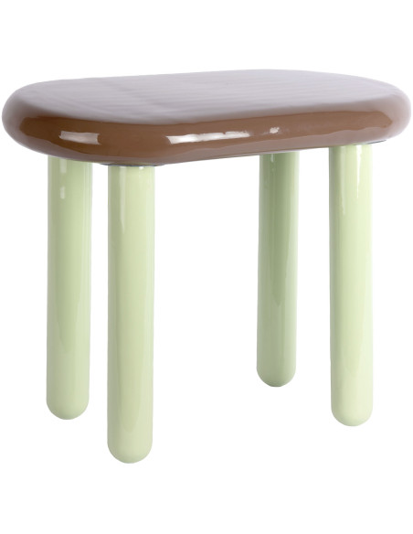 Table d’appoint ovale métal marron chocolat et vert sauge 52x30x42 cm Firenze Leitmotiv - 1