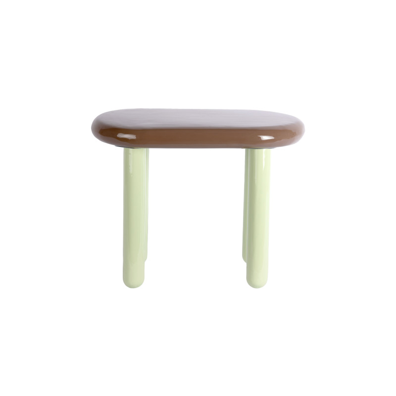 Table d’appoint ovale métal marron chocolat et vert sauge 52x30x42 cm Firenze Leitmotiv - 2