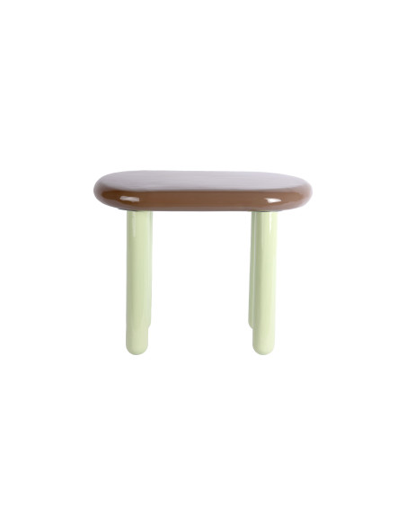 Table d’appoint ovale métal marron chocolat et vert sauge 52x30x42 cm Firenze Leitmotiv - 2