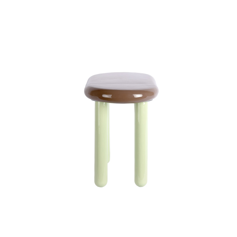 Table d’appoint ovale métal marron chocolat et vert sauge 52x30x42 cm Firenze Leitmotiv - 3
