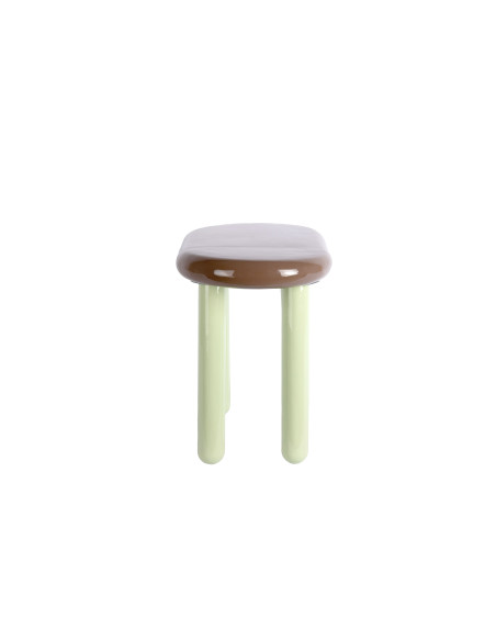 Table d’appoint ovale métal marron chocolat et vert sauge 52x30x42 cm Firenze Leitmotiv - 3