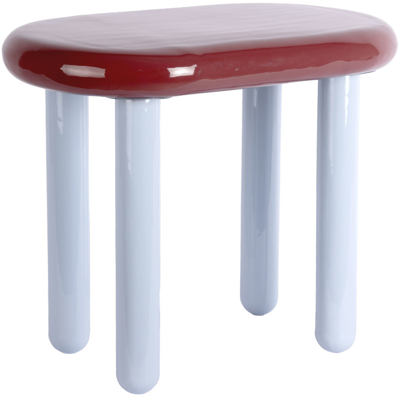 Table d’appoint métal bordeaux et bleu ciel 52x30x42 cm Firenze Leitmotiv - 1