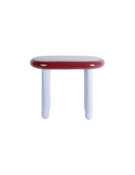 Table d’appoint métal bordeaux et bleu ciel 52x30x42 cm Firenze Leitmotiv - 3