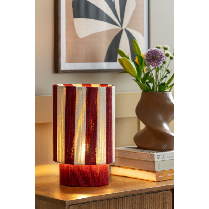 Lampe à poser rayée bordeaux écru en corde de coton 22x35 cm Vienna Stripes Leitmotiv - 2