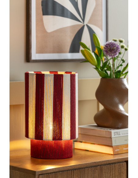 Lampe à poser rayée bordeaux écru en corde de coton 22x35 cm Vienna Stripes Leitmotiv - 2