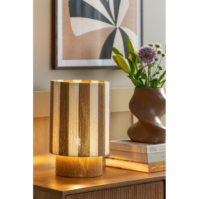 Lampe à poser rayée beige écru en corde de coton 22x35 cm Vienna Stripes Leitmotiv - 2