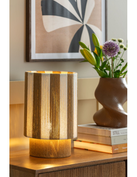 Lampe à poser rayée beige écru en corde de coton 22x35 cm Vienna Stripes Leitmotiv - 2