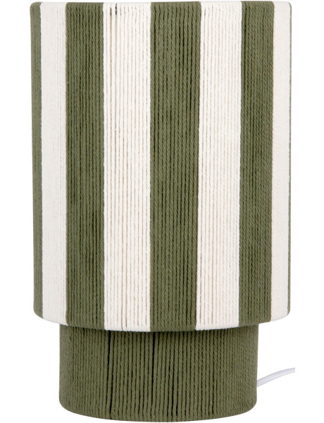 Lampe à poser rayée vert olive en corde de coton 22x35 cm Vienna Stripes Leitmotiv - 1