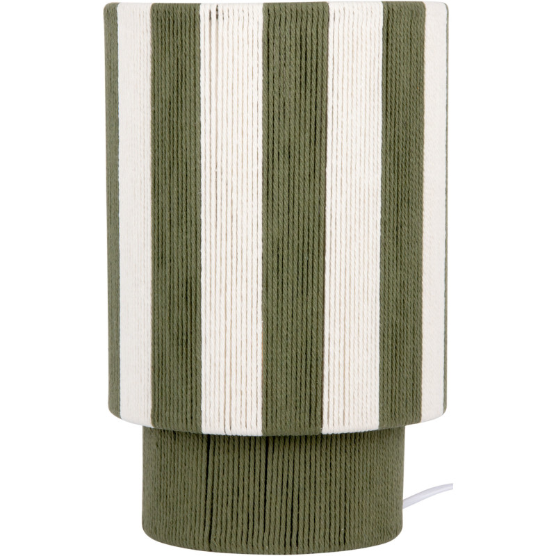 Lampe à poser rayée vert olive en corde de coton 22x35 cm Vienna Stripes Leitmotiv - 1