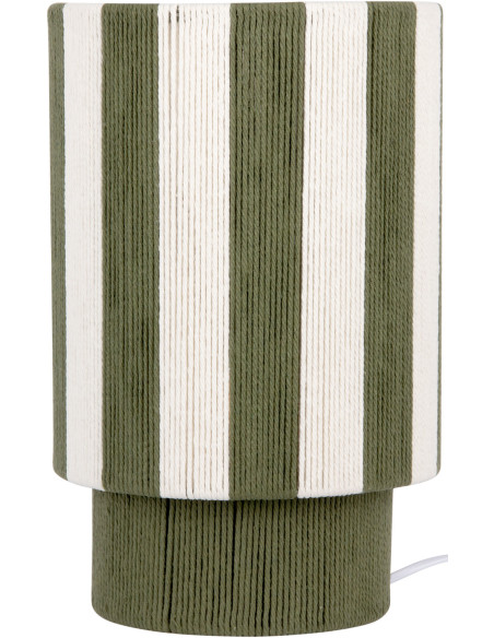 Lampe à poser rayée vert olive en corde de coton 22x35 cm Vienna Stripes Leitmotiv - 1