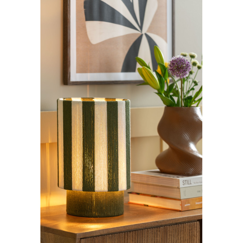 Lampe à poser rayée vert olive en corde de coton 22x35 cm Vienna Stripes Leitmotiv - 2