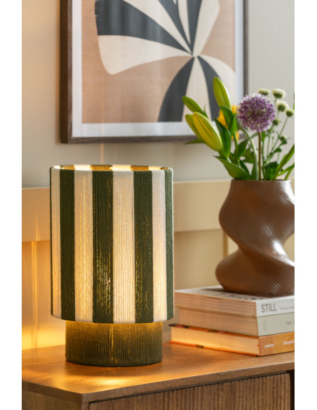 Lampe à poser rayée vert olive en corde de coton 22x35 cm Vienna Stripes Leitmotiv - 2