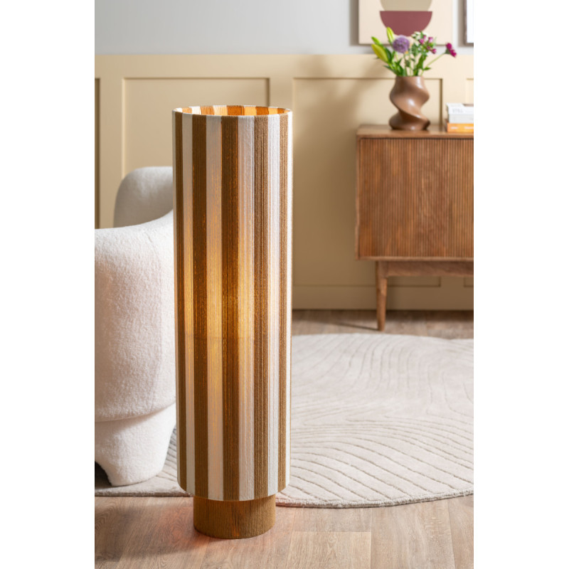 Lampadaire colonne rayé beige écru en corde de coton 106 cm Vienna Stripes Leitmotiv - 2