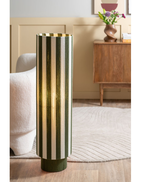 Lampadaire colonne rayé vert olive écru en corde de coton 106 cm Vienna Stripes Leitmotiv - 2