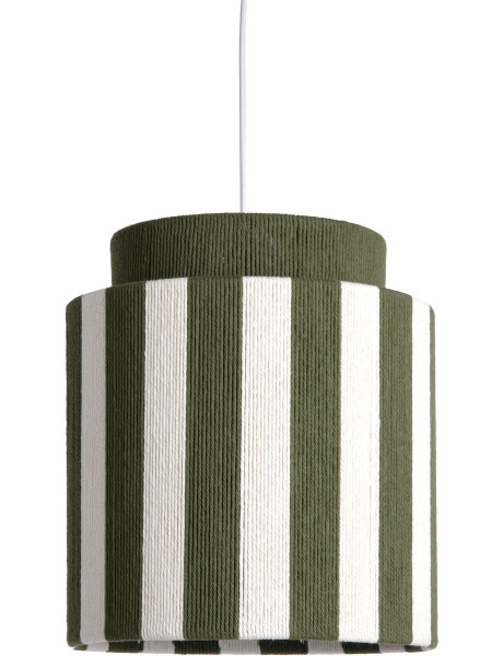 Suspension rayée vert olive et écru en corde de coton 30 cm Vienna Stripes Leitmotiv - 1