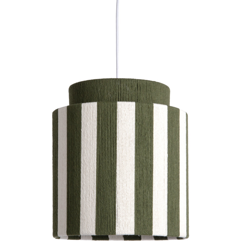 Suspension rayée vert olive et écru en corde de coton 30 cm Vienna Stripes Leitmotiv - 1