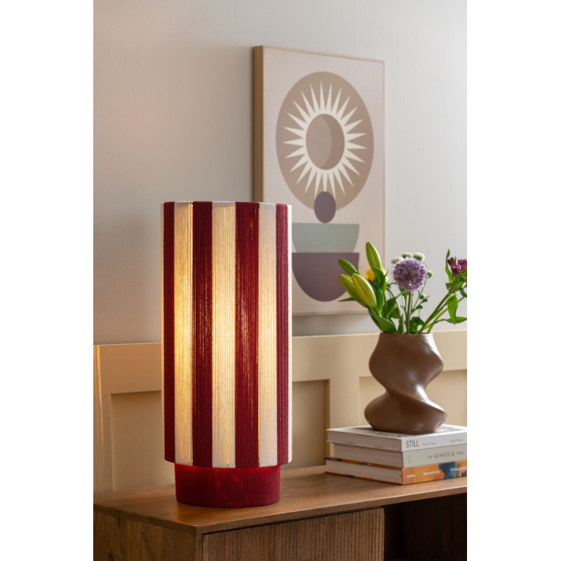 Lampe à poser rayée bordeaux et écru en corde de coton Ø25x58 cm Vienna Stripes Leitmotiv - 2