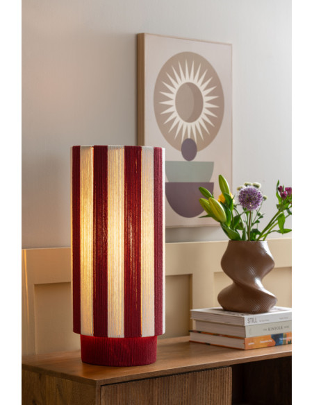 Lampe à poser rayée bordeaux et écru en corde de coton Ø25x58 cm Vienna Stripes Leitmotiv - 2
