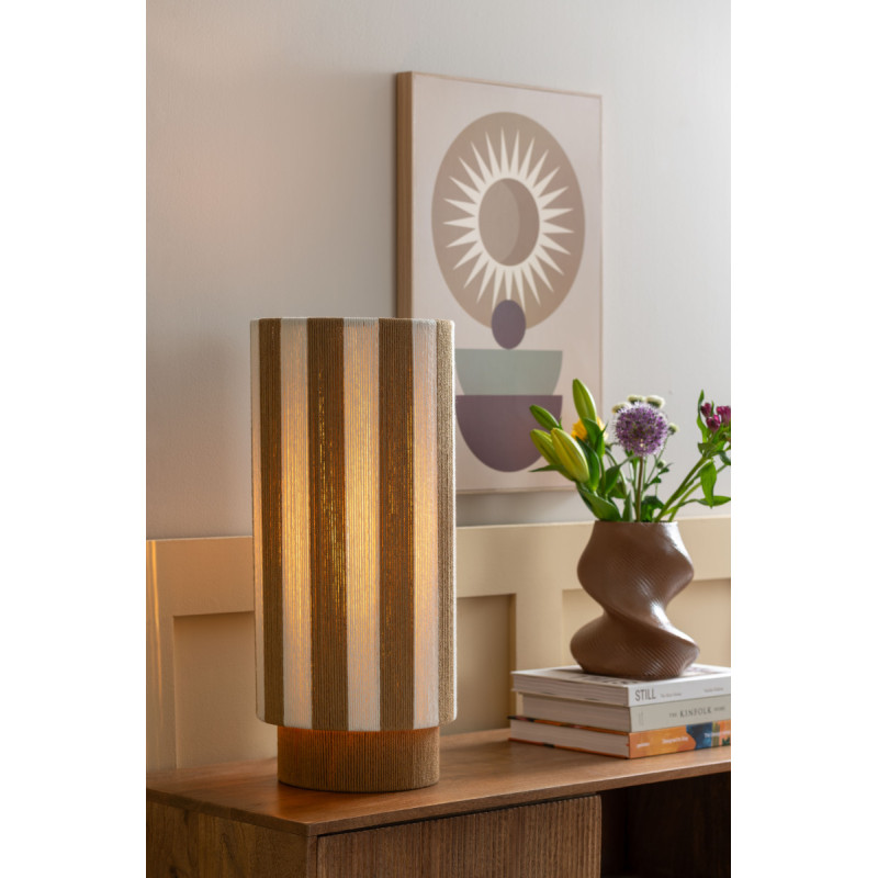 Lampe à poser rayée beige écru en corde de coton Ø25x58 cm Vienna Stripes Leitmotiv - 2