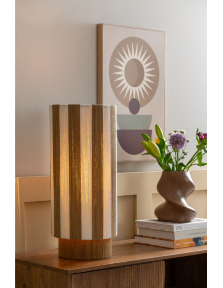 Lampe à poser rayée beige écru en corde de coton Ø25x58 cm Vienna Stripes Leitmotiv - 2