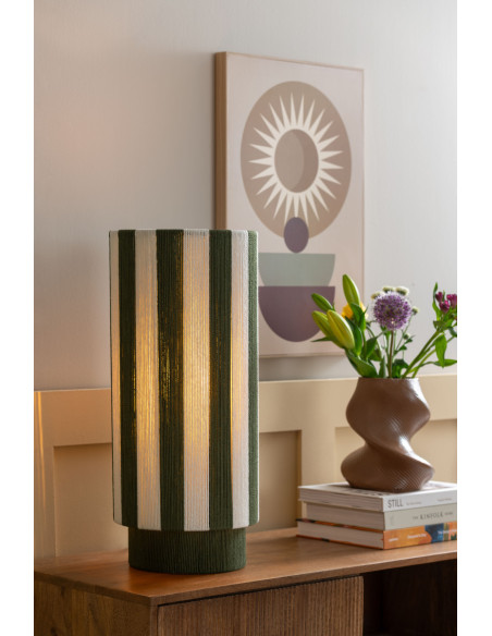 Lampe à poser rayée vert olive écru en corde de coton Ø25x58 cm Vienna Stripes Leitmotiv - 2